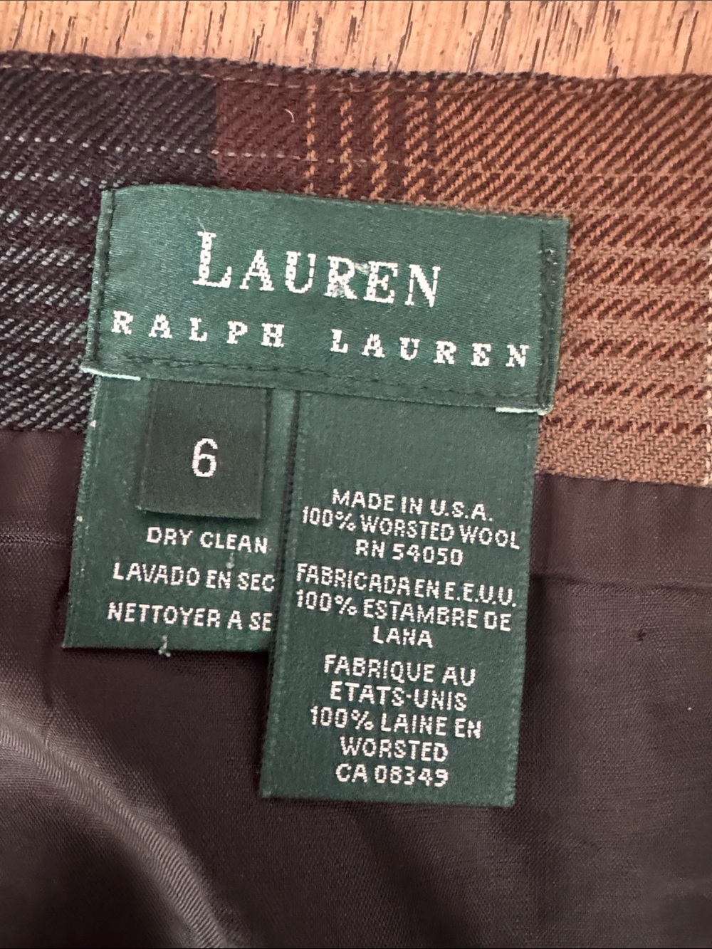 Lauren Ralph Lauren brown ombre plaid wool-blend wrap midi skirt - Picture 8 of 9